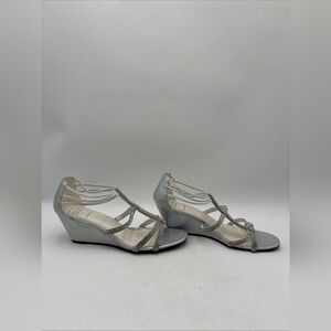 Elegant Silver Women's Wedge Sandals
